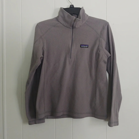 Patagonia Womens sz M Sweatshirt Gray Logo 1/4 Zip Long Sleeve Pullover - Picture 2 of 9